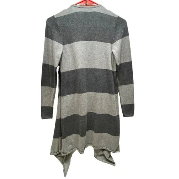 INC International Concepts Open Front Cardigan Women's Small Gray Stripe Midi - Picture 6 of 9